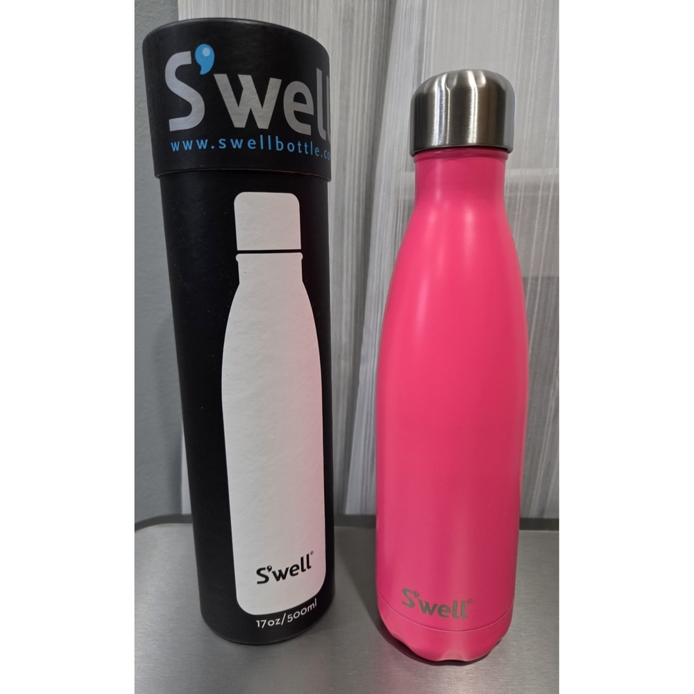 SWELL Insulated Stainless Steel Water Bottle 17oz  Bikini Pink Rare Hot/Cold NEW